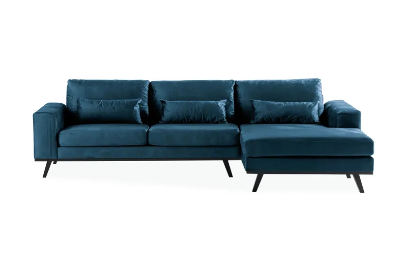 Copenhagen 4-sits Högervänd L-formad Divansoffa i Sammet - Blå - Möbler - Soffa - Sammetssoffa