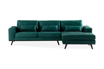 Copenhagen 4-sits Högervänd L-formad Divansoffa i Sammet - Grön - Möbler - Soffa - Sammetssoffa