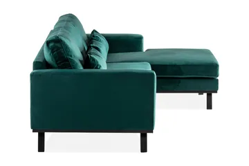 Copenhagen 4-sits Högervänd L-formad Divansoffa i Sammet - Grön - Möbler - Soffa - Sammetssoffa
