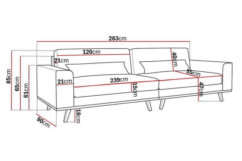 Copenhagen 4-sits Sammetssoffa - Mörkgrå - Möbler - Soffa - Sammetssoffa