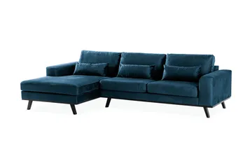 Copenhagen 4-sits Vänstervänd L-formad Divansoffa i Sammet - Blå - Möbler - Soffa - Sammetssoffa