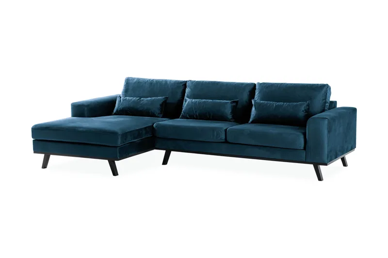 Copenhagen 4-sits Vänstervänd L-formad Divansoffa i Sammet - Blå - Möbler - Soffa - Sammetssoffa