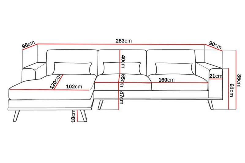 Copenhagen 4-sits Vänstervänd L-formad Divansoffa i Sammet - Blå - Möbler - Soffa - Sammetssoffa
