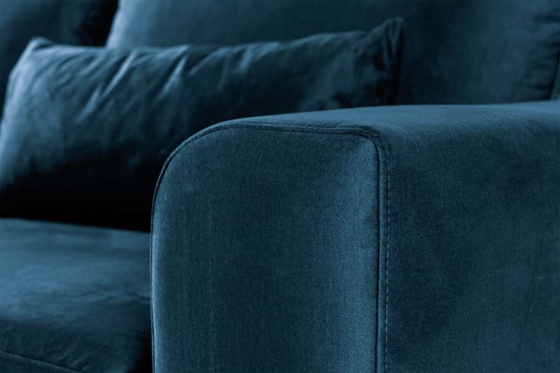Copenhagen 4-sits Vänstervänd L-formad Divansoffa i Sammet - Blå - Möbler - Soffa - Sammetssoffa