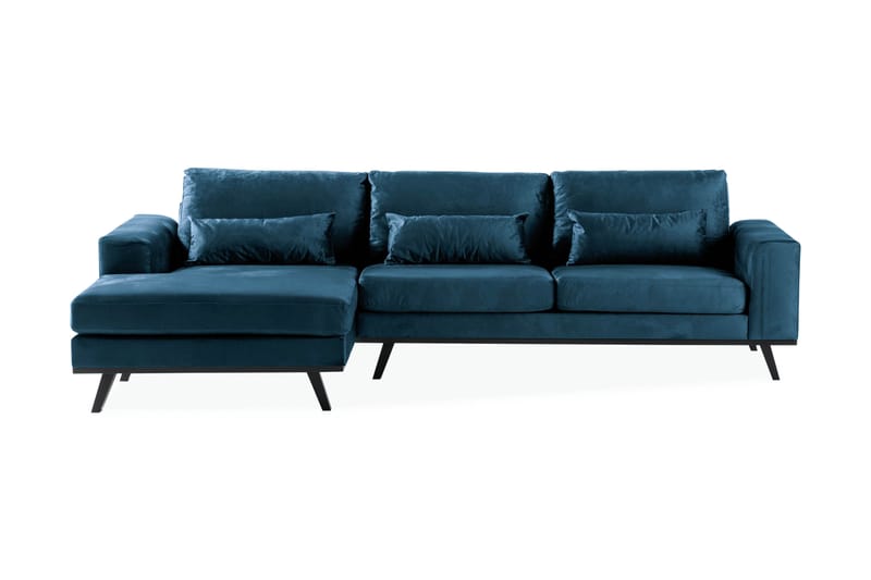 Copenhagen 4-sits Vänstervänd L-formad Divansoffa i Sammet - Blå - Möbler - Soffa - Sammetssoffa