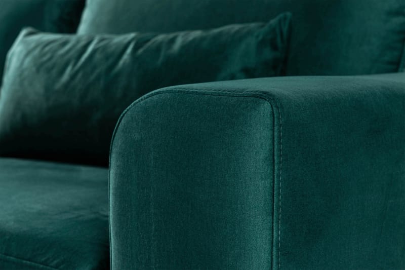 Copenhagen 4-sits Vänstervänd L-formad Divansoffa i Sammet - Grön - Möbler - Soffa - Sammetssoffa