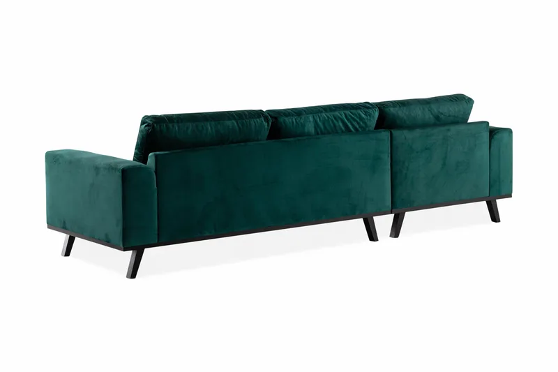 Copenhagen 4-sits Vänstervänd L-formad Divansoffa i Sammet - Grön - Möbler - Soffa - Sammetssoffa