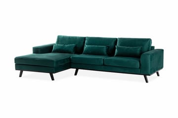 Copenhagen 4-sits Vänstervänd L-formad Divansoffa i Sammet - Grön - Möbler - Soffa - Sammetssoffa