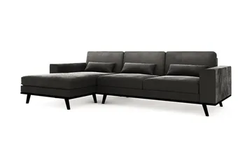 Copenhagen 4-sits Vänstervänd L-formad Divansoffa i Sammet - Mörkgrå - Möbler - Soffa - Sammetssoffa