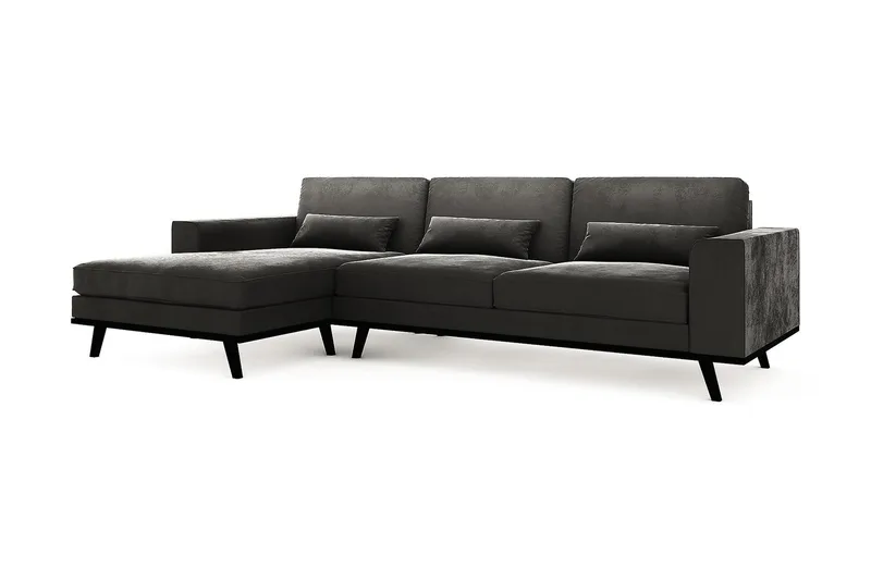 Copenhagen 4-sits Vänstervänd L-formad Divansoffa i Sammet - Mörkgrå - Möbler - Soffa - Sammetssoffa