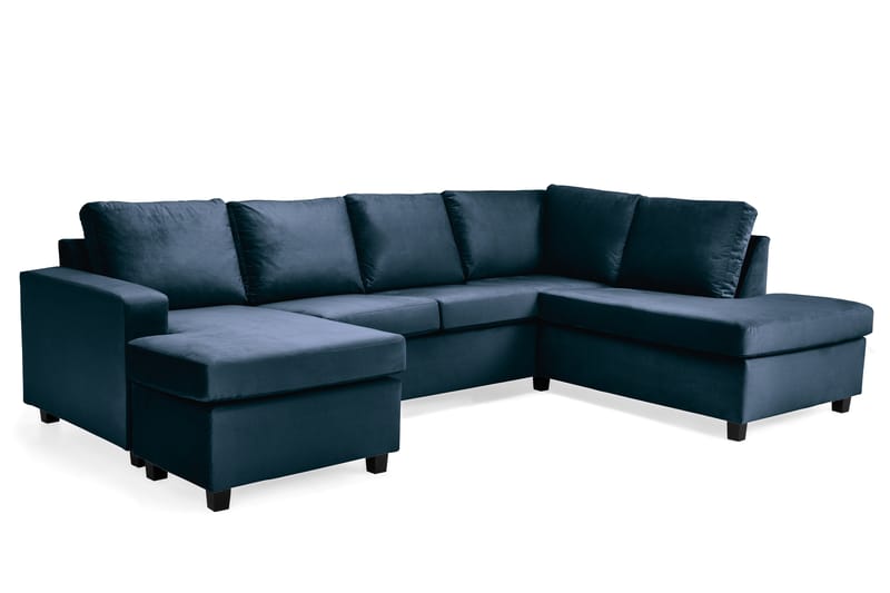 Crazy 4-sits Högervänd U-formad Large Soffa med Divan och Schäslong i Sammet - Blå - Möbler - Soffa - Sammetssoffa