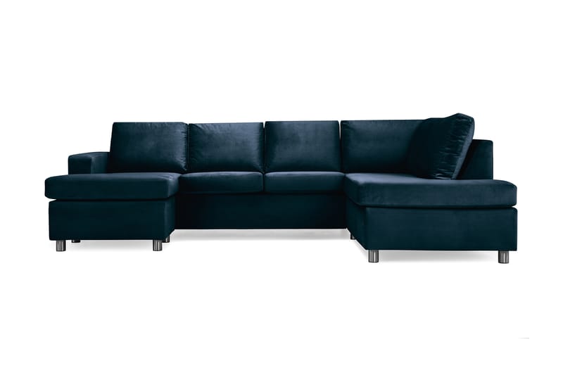 Crazy 4-sits Högervänd U-formad Large Soffa med Divan och Schäslong i Sammet - Blå - Möbler - Soffa - Sammetssoffa
