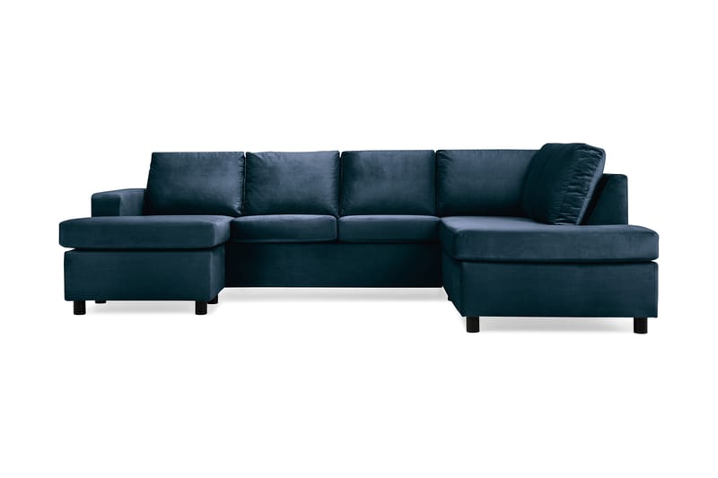 Crazy 4-sits Högervänd U-formad Large Soffa med Divan och Schäslong i Sammet - Blå - Möbler - Soffa - Sammetssoffa