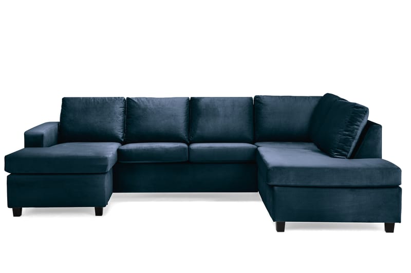 Crazy 4-sits Högervänd U-formad Large Soffa med Divan och Schäslong i Sammet - Blå - Möbler - Soffa - Sammetssoffa