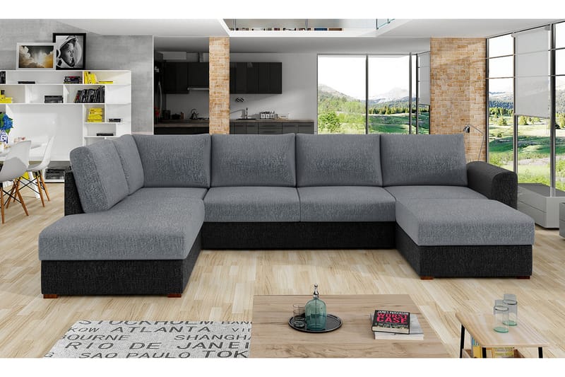 Dargina 4-sits Bäddsoffa Vänster - Grå - Möbler - Soffa - Sammetssoffa