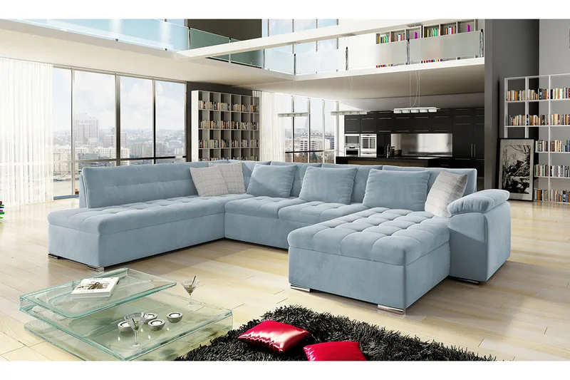 Dynir 4-sits Bäddsoffa - Blå - Möbler - Soffa - Sammetssoffa