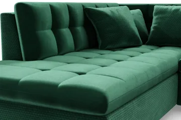 Dynir Bäddsoffa Divan Höger - Mörkgrön - Möbler - Soffa - Sammetssoffa