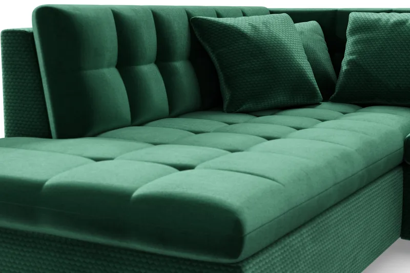 Dynir Bäddsoffa Divan Höger - Mörkgrön - Möbler - Soffa - Sammetssoffa