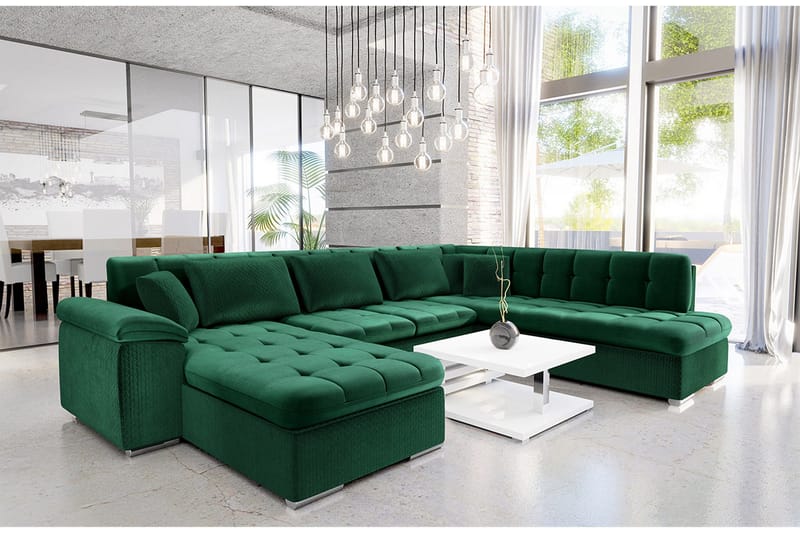 Dynir Bäddsoffa Divan Vänster - Mörkgrön - Möbler - Soffa - Sammetssoffa