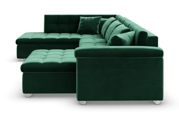 Dynir Högervänd U-formad Bäddsoffa 125x290 cm med Förvaring i Sammet - Grön - Möbler - Soffa - Sammetssoffa