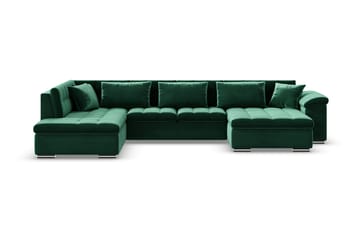 Dynir Högervänd U-formad Bäddsoffa 125x290 cm med Förvaring i Sammet - Grön - Möbler - Soffa - Sammetssoffa