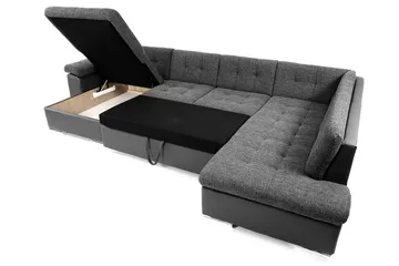 Dynir Högervänd U-formad Bäddsoffa 125x290 cm med Förvaring i Sammet - Grön - Möbler - Soffa - Sammetssoffa