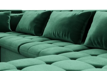 Dynir Högervänd U-formad Bäddsoffa 125x290 cm med Förvaring i Sammet - Grön - Möbler - Soffa - Sammetssoffa