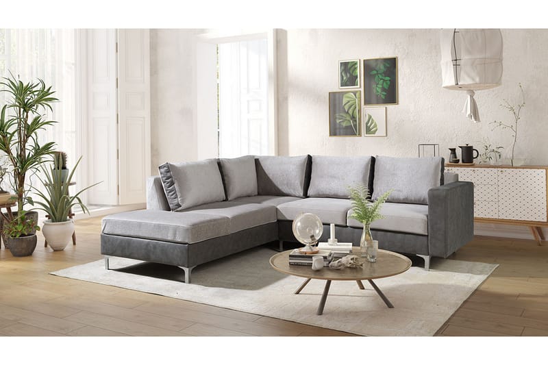 Farindon 8-sits Soffa Höger - Grå - Möbler - Soffa - Sammetssoffa