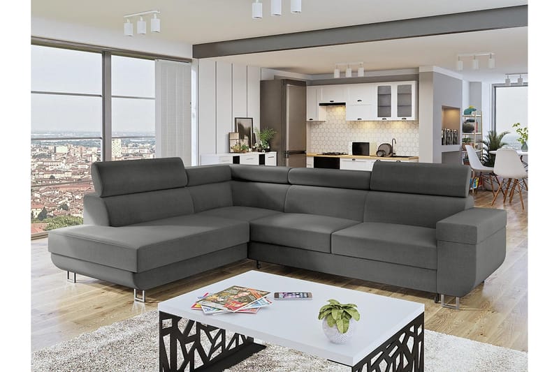 Fonti 3-sits Bäddsoffa Höger - Grå - Möbler - Soffa - Bäddsoffa - Bäddsoffa längsbäddad