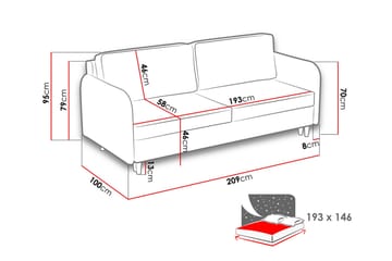 Gaja 2-sits Bäddsoffa Rundade Armstöd i Tyg - Beige - Möbler - Soffa - Sammetssoffa