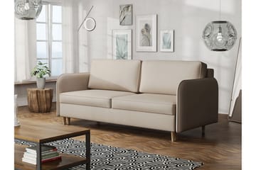 Gaja 2-sits Bäddsoffa Rundade Armstöd i Tyg - Beige - Möbler - Soffa - Sammetssoffa