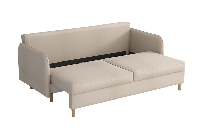 Gaja 2-sits Bäddsoffa Rundade Armstöd i Tyg - Beige - Möbler - Soffa - Sammetssoffa