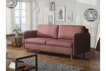 Gaja 2-sits Bäddsoffa Rundade Armstöd i Tyg - Rosa - Möbler - Soffa - Sammetssoffa