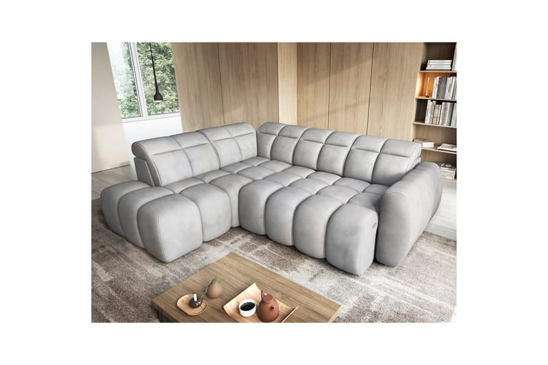 Hörnsoffa Eltap Flconn 258x208x107 cm - Sola 04, Grå, Vänster - Möbler - Soffa - Sammetssoffa