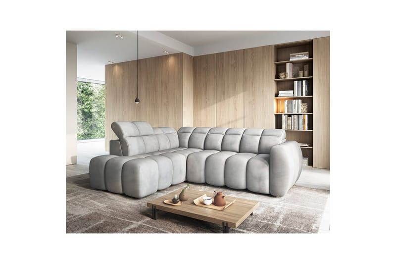 Hörnsoffa Eltap Flconn 258x208x107 cm - Sola 04, Grå, Vänster - Möbler - Soffa - Sammetssoffa