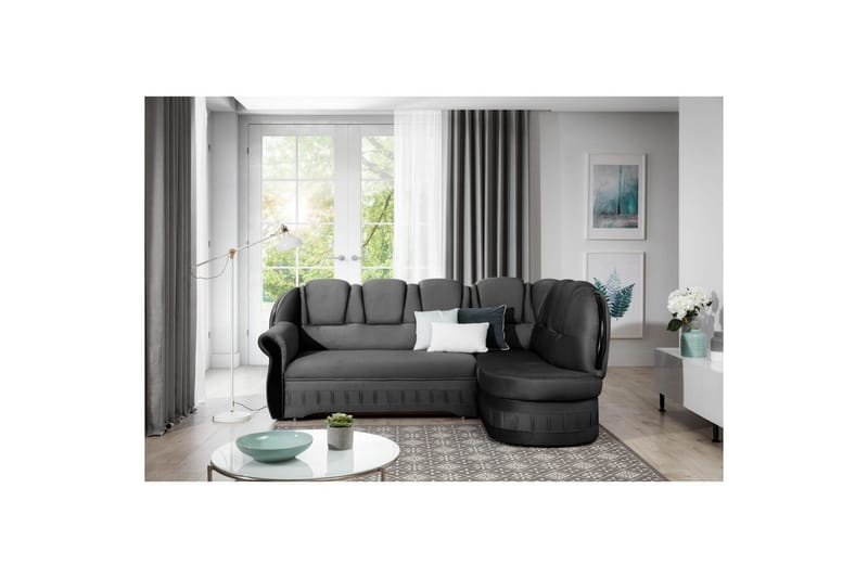 Hörnsoffa Eltap Lord 243x180x112 cm - Nube 6, Mörkgrå, Höger - Möbler - Soffa - Sammetssoffa