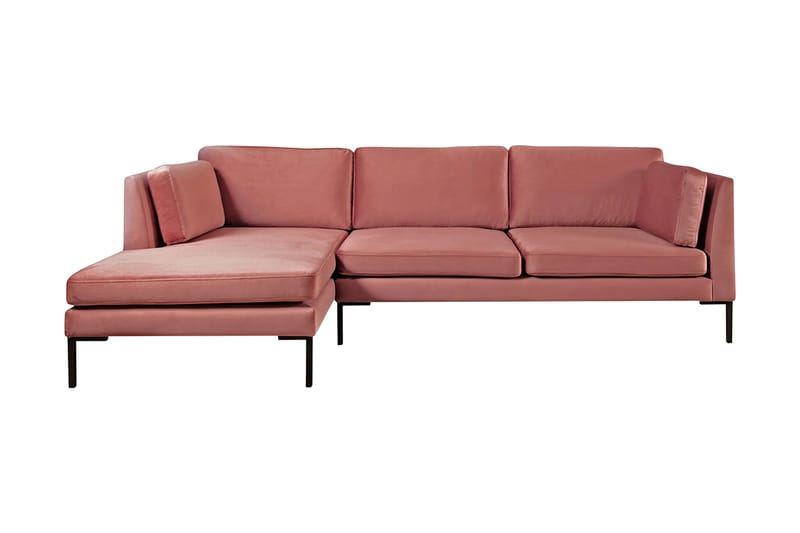 Hörnsoffa Ocean Vänster - Rosa - Sammetssoffa - Bäddsoffa divan