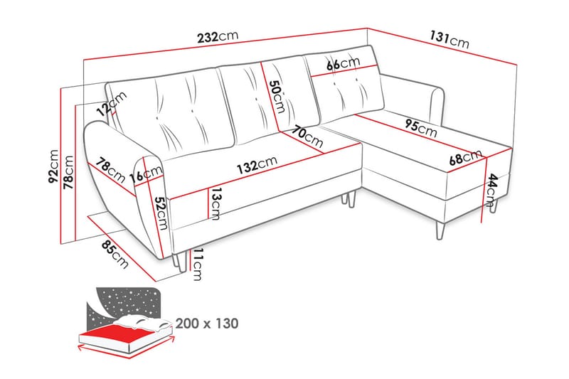 Ilzarbe Bäddsoffa - Blå - Bäddsoffa divan - U bäddsoffa - Sammetssoffa