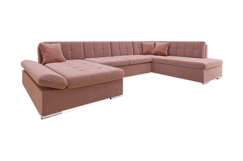 Jampra 4-sits Bäddsoffa Höger - Rosa - Sammetssoffa - Bäddsoffa divan