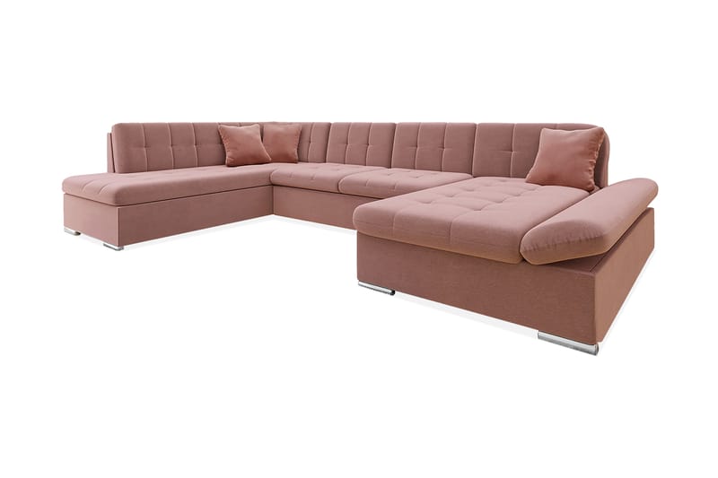 Jampra 4-sits Bäddsoffa Universal - Rosa - Sammetssoffa - Bäddsoffa divan