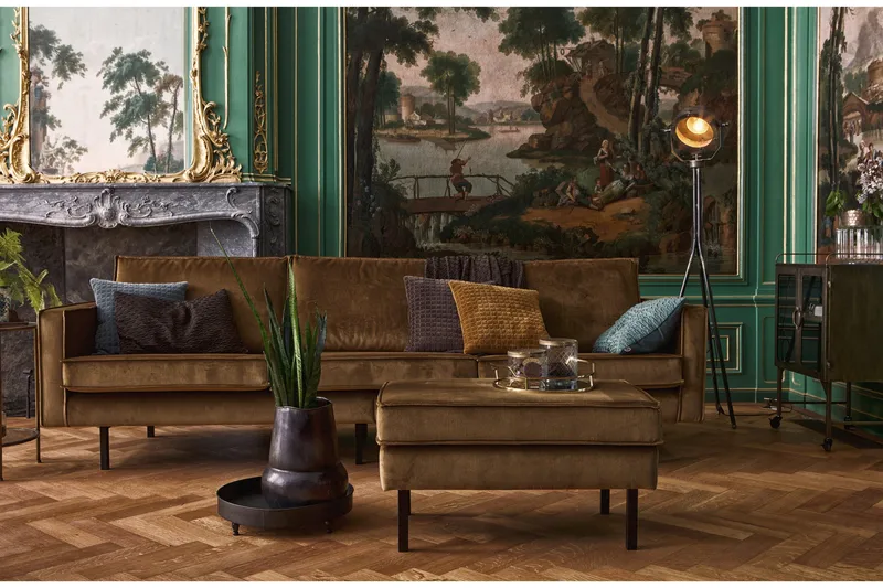 Lissbon 3-sits Sammetssoffa - Gul - Möbler - Soffa - Sammetssoffa