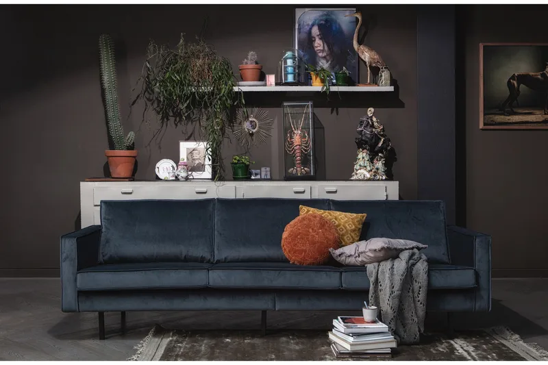 Lissbon 3-sits Soffa Sammet - Blågrön - Möbler - Soffa - Sammetssoffa