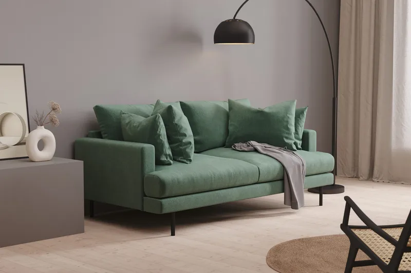 Menard 3-sits Djup Sammetssoffa - Mörkgrön - Möbler - Soffa - Sammetssoffa