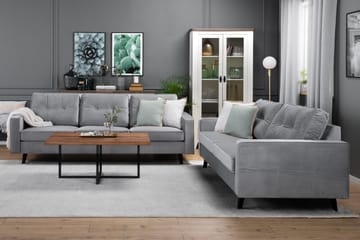 Monroe 3-sits Sammetssoffa - Ljusgrå - Möbler - Soffa - Sammetssoffa
