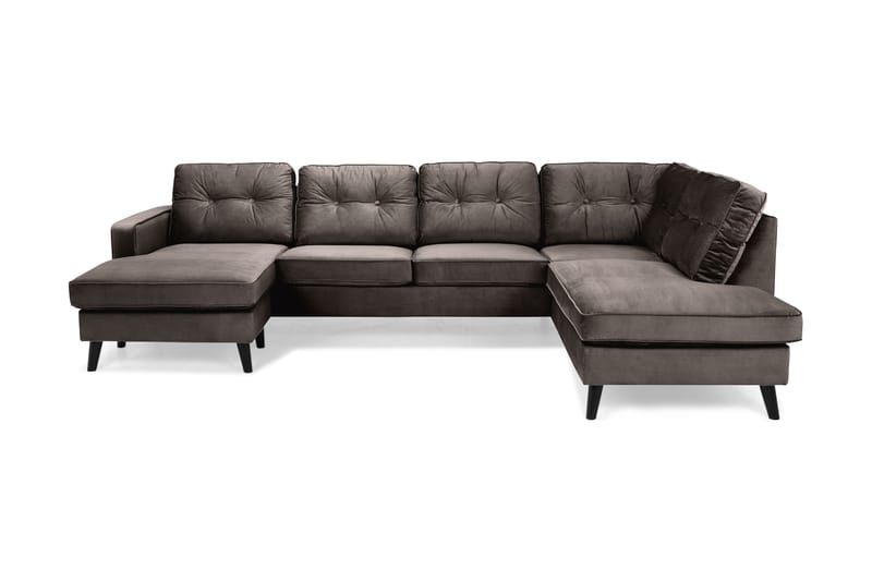 Monroe 4-sits Högervänd U-formad Soffa med Divan och Schäslong i Sammet - Brun - Möbler - Soffa - Sammetssoffa