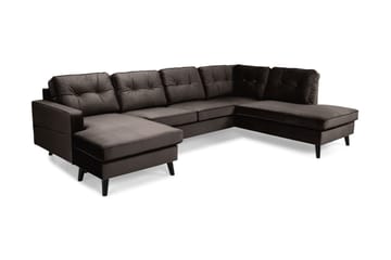 Monroe 4-sits Högervänd U-formad Soffa med Divan och Schäslong i Sammet - Brun - Möbler - Soffa - Sammetssoffa