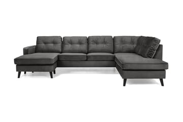 Monroe 4-sits Högervänd U-formad Soffa med Divan och Schäslong i Sammet - Mörkgrå - Möbler - Soffa - Sammetssoffa