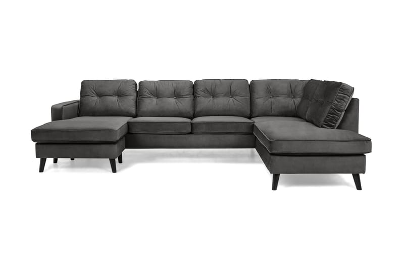 Monroe 4-sits Högervänd U-formad Soffa med Divan och Schäslong i Sammet - Mörkgrå - Möbler - Soffa - Sammetssoffa
