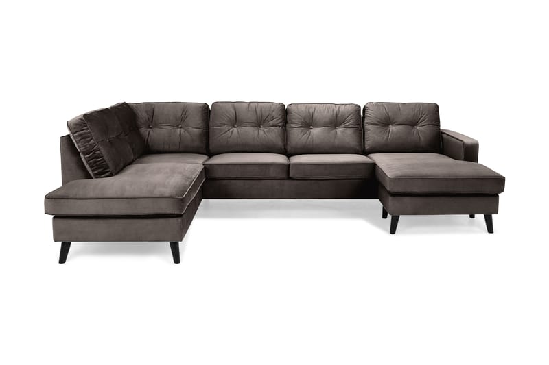 Monroe 4-sits Vänstervänd U-formad Soffa med Divan och Schäslong i Sammet - Brun - Möbler - Soffa - Sammetssoffa