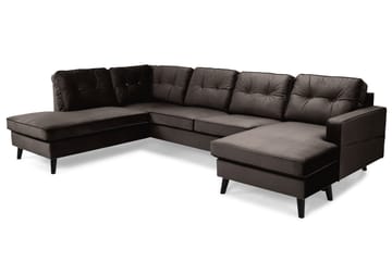 Monroe 4-sits Vänstervänd U-formad Soffa med Divan och Schäslong i Sammet - Brun - Möbler - Soffa - Sammetssoffa